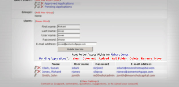 More on setting up user rights.