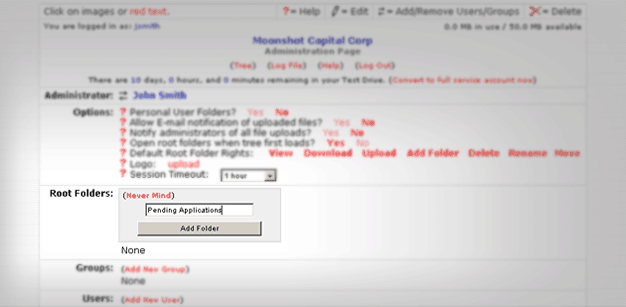 Setting up Root Folders.